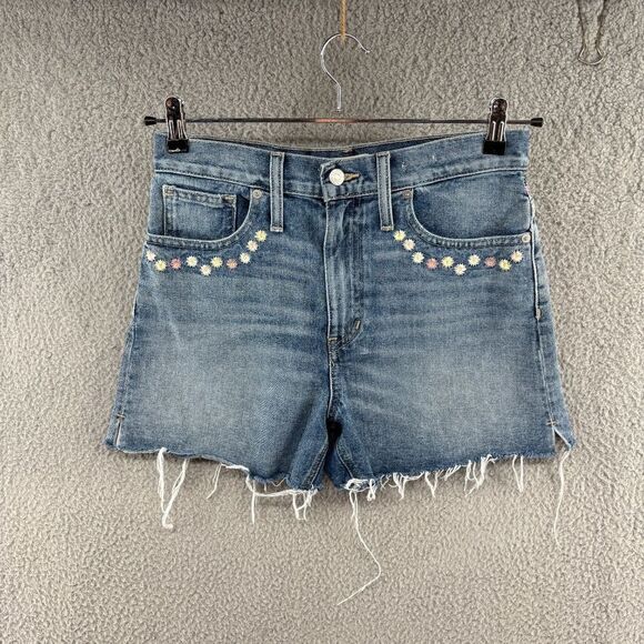 Madewell Perfect Vintage Jean Shorts Embroidered Daisy Size 27 Boho Chic 70s - Picture 2 of 16